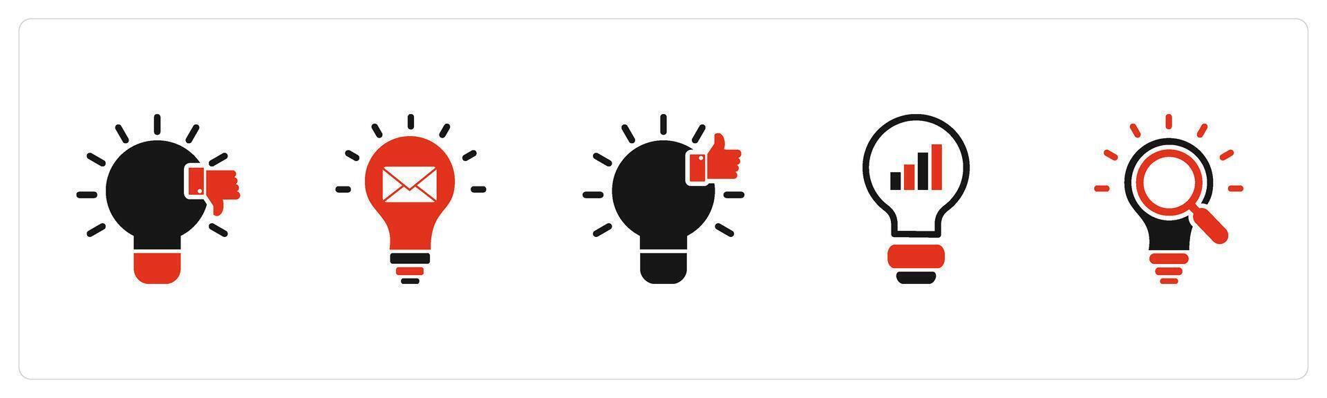 A set of 5 business icons as dislike idea, message idea, like idea vector