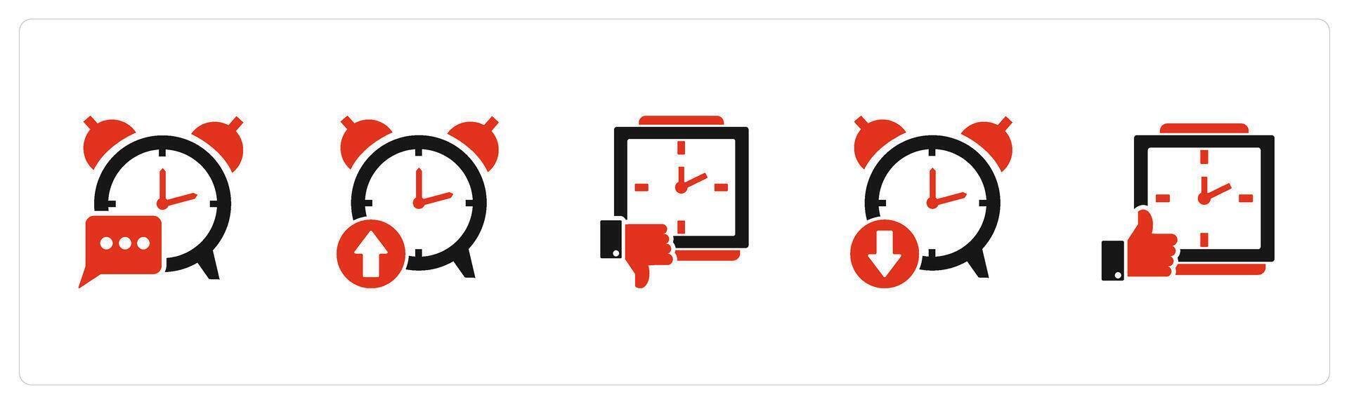 A set of 5 business icons as message alarm, up time, like time vector