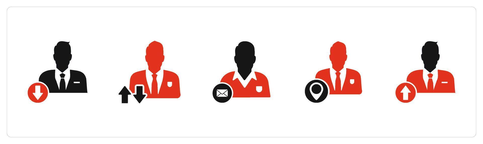 A set of 5 business icons as download profile, synchronization profile, business message vector