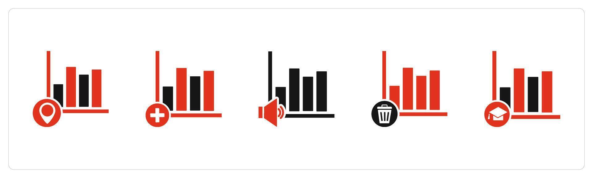 A set of 5 business icons as graph location, add graph, speaker graph vector