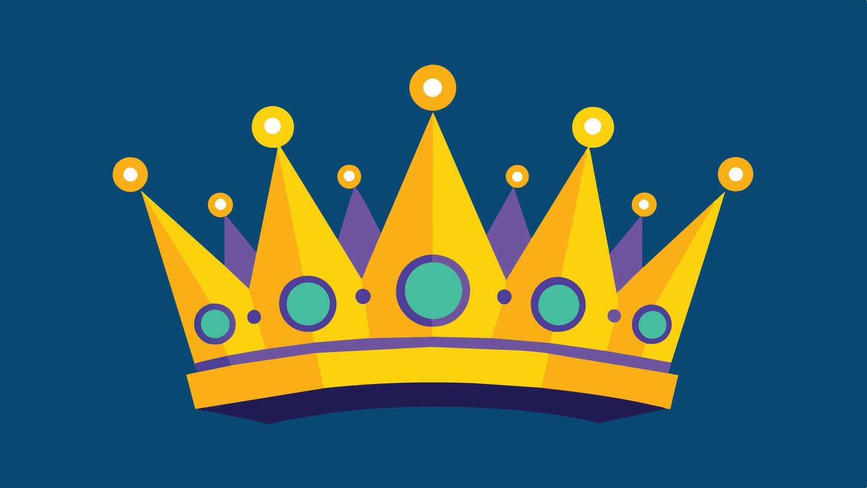 A vibrant crown illustration featuring yellow and purple details on a blue background, symbolizing royalty and celebration vector