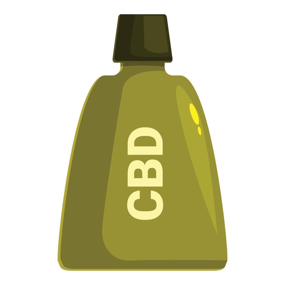 Green bottle containing cbd oil for wellness and relaxation vector