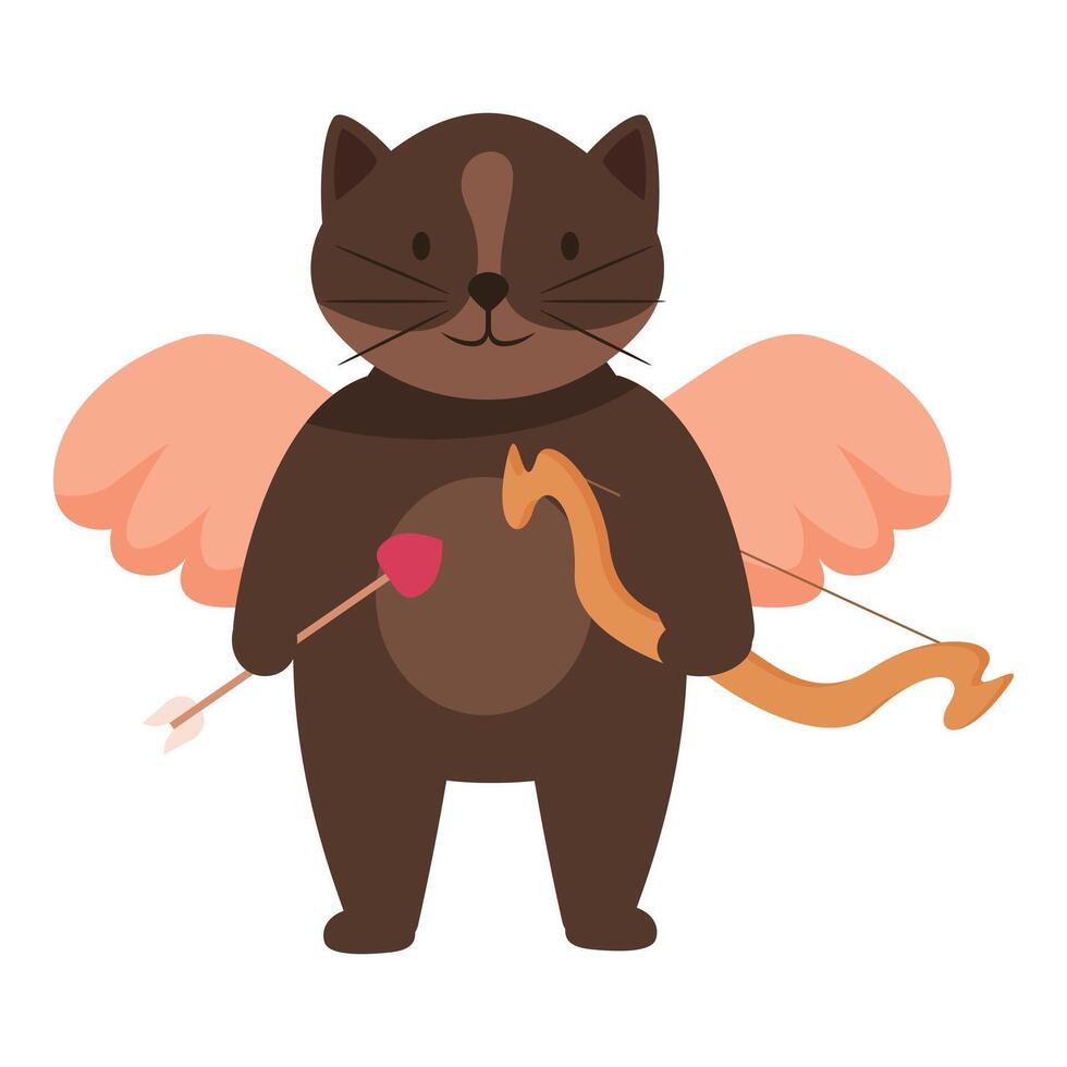 Cute cupid cat holding bow and arrow spreading love vector