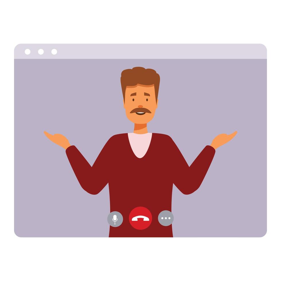 Man is having a business meeting or taking part in a video conference vector