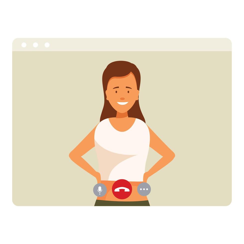 Woman rejecting incoming call during video conference vector