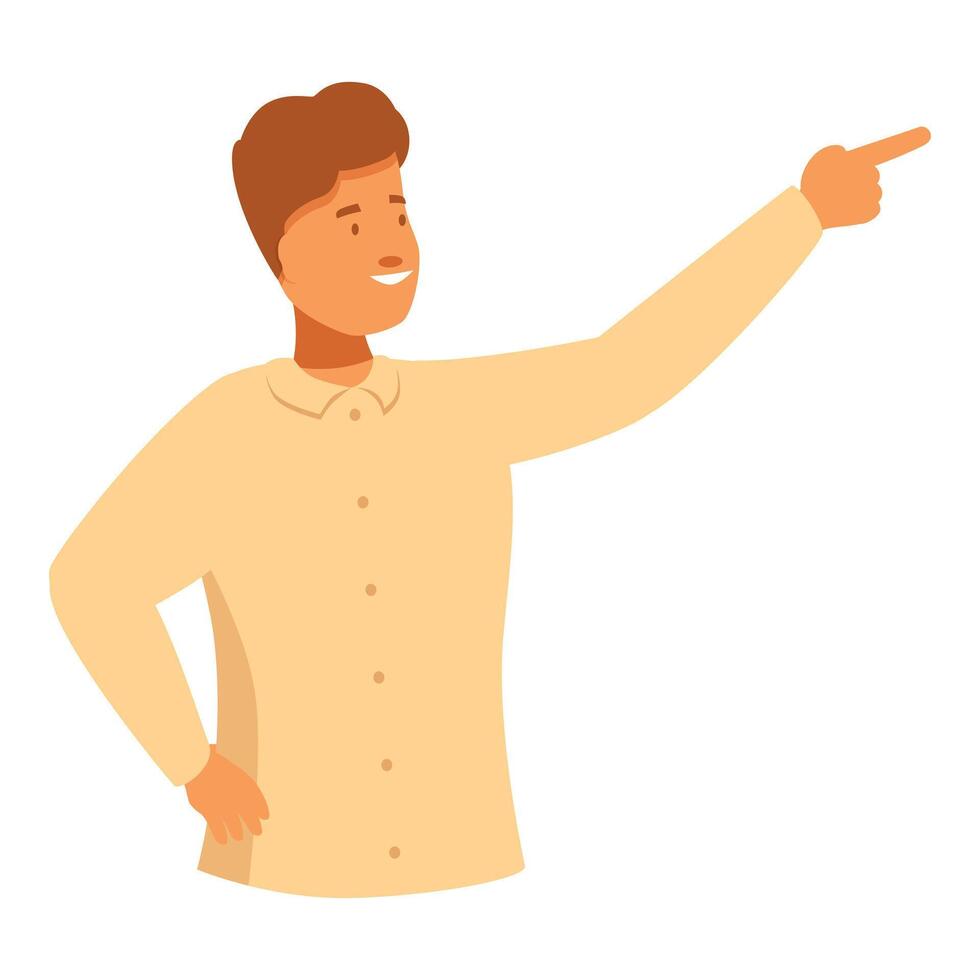 Smiling young man pointing with finger illustration vector