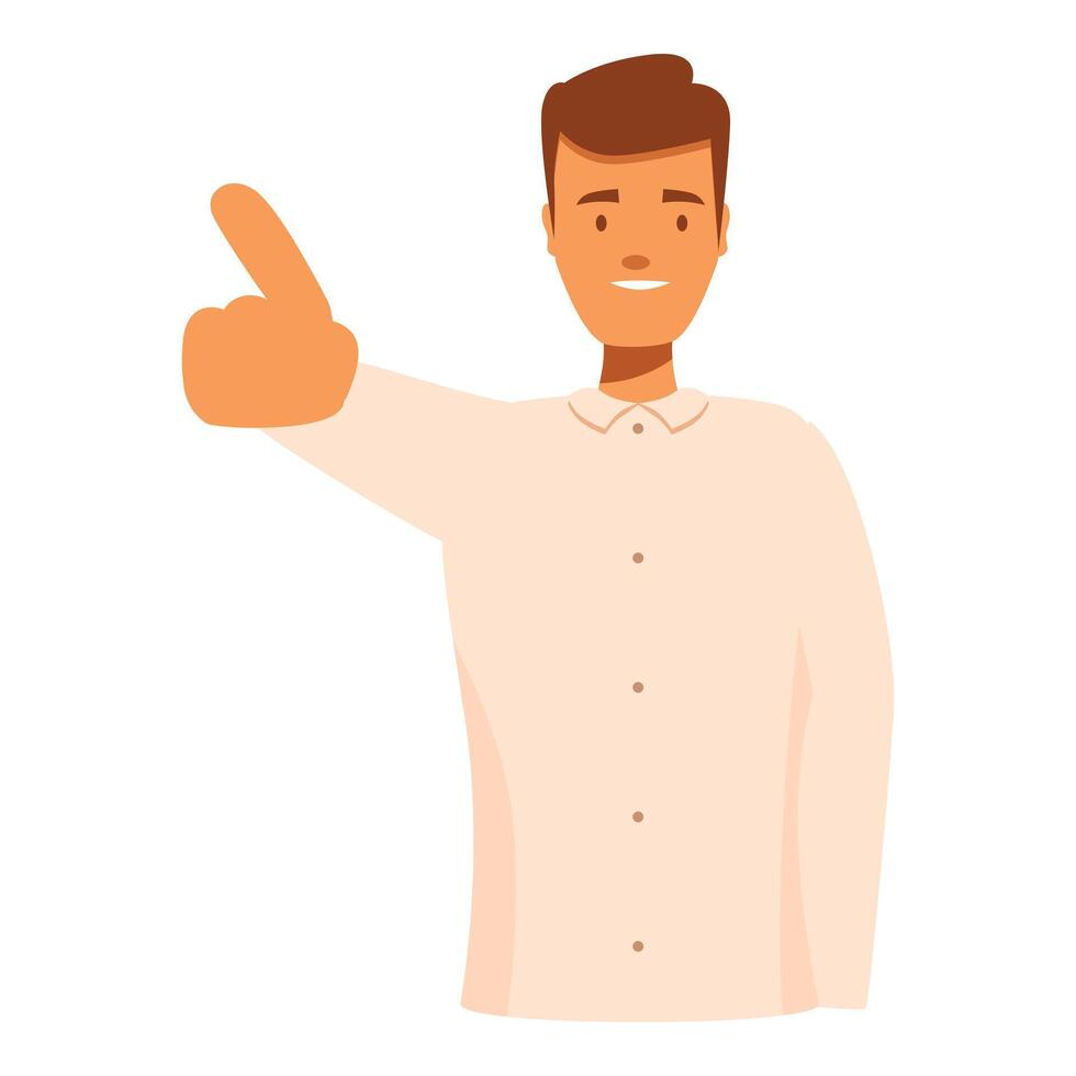 Smiling businessman pointing with finger illustration vector