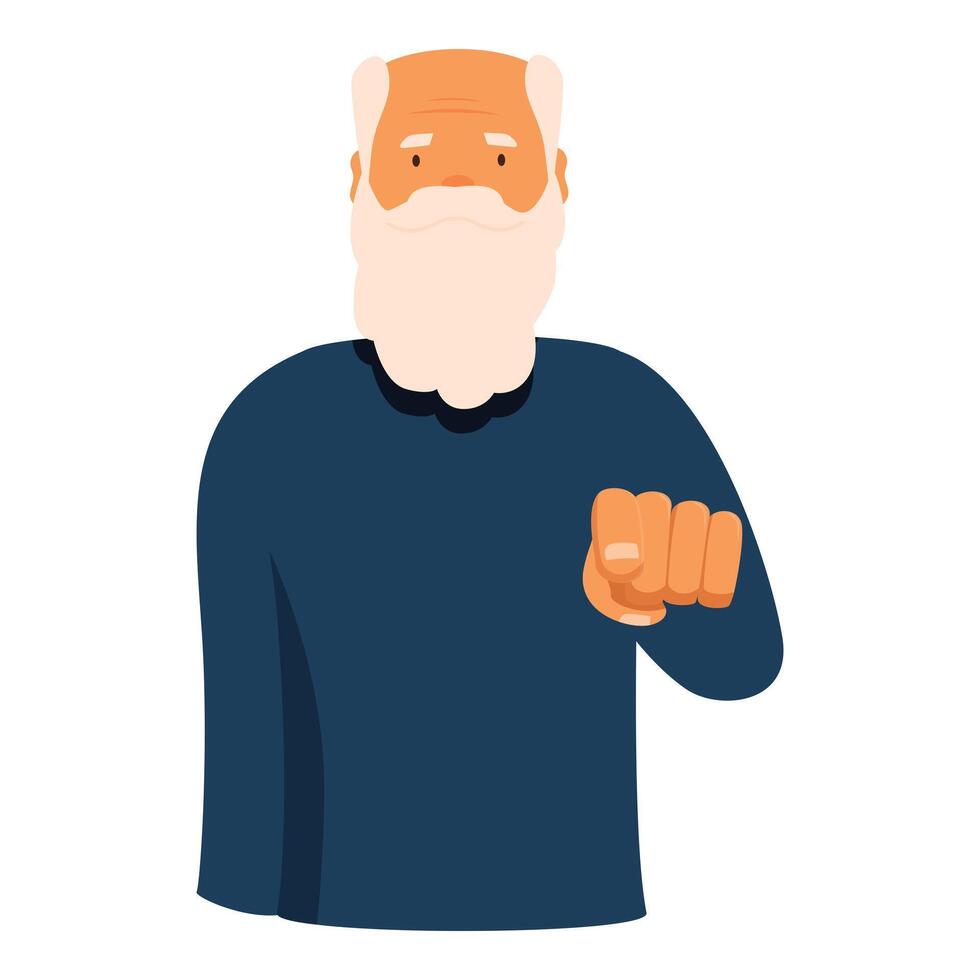 Serious old man with beard pointing finger at you vector