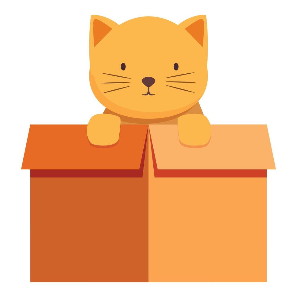 Cute cat looking out from inside cardboard box vector