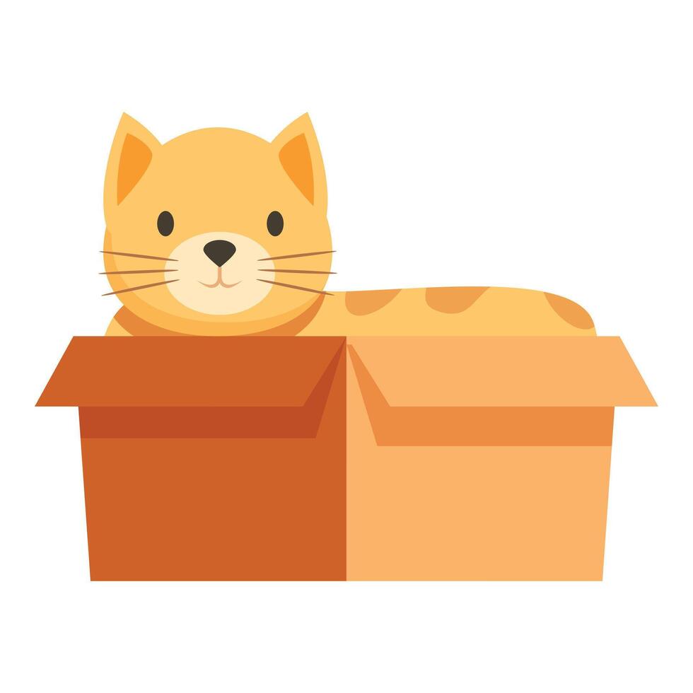 Cute orange tabby cat relaxing in a cardboard box vector