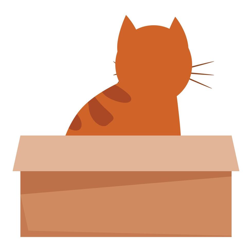 Ginger cat looking out from cardboard box vector