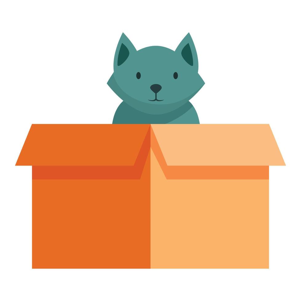 Cute cat peeking out of cardboard box vector