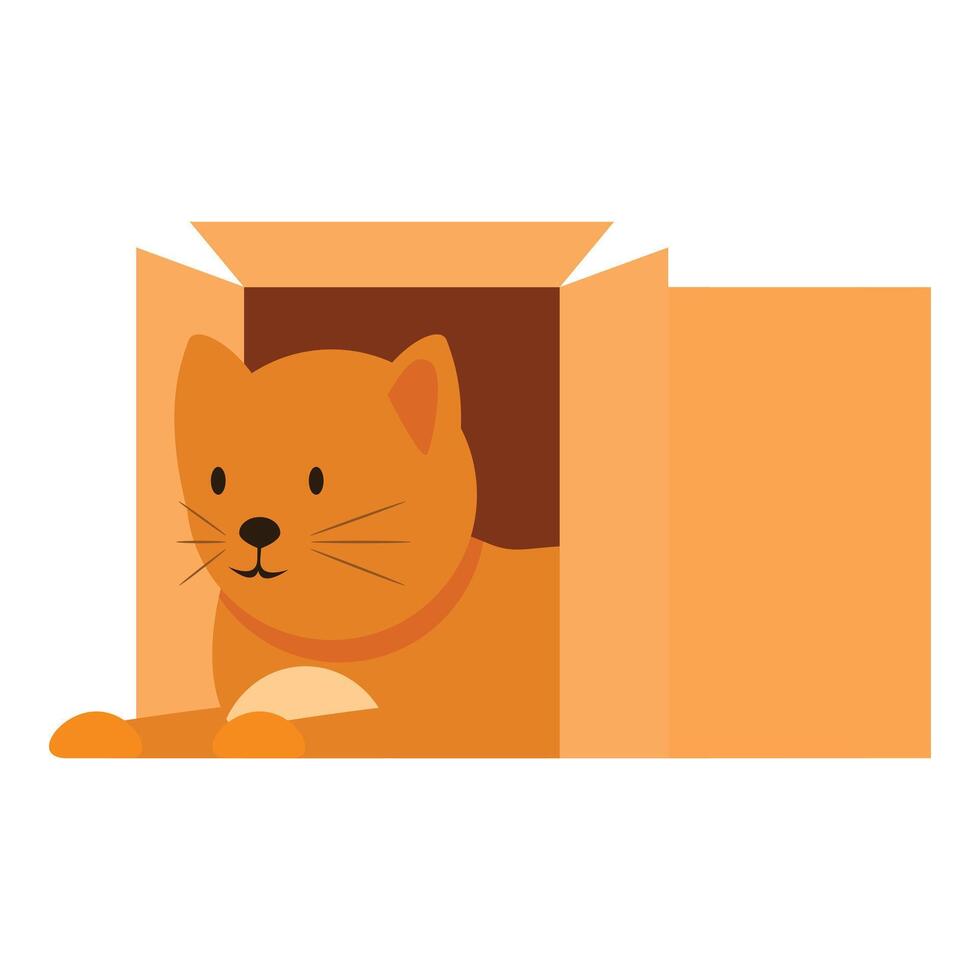Cute ginger cat relaxing in cardboard box vector