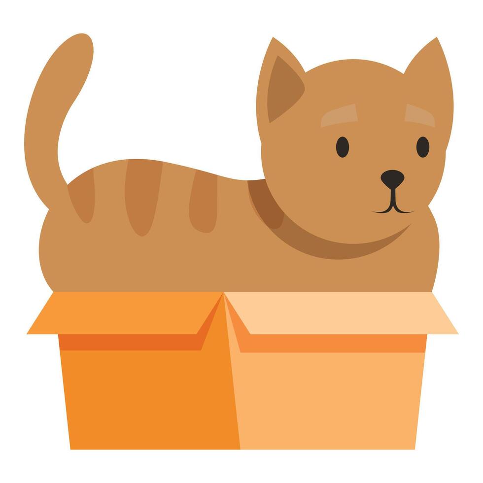 Cute tabby cat relaxing in a cardboard box vector