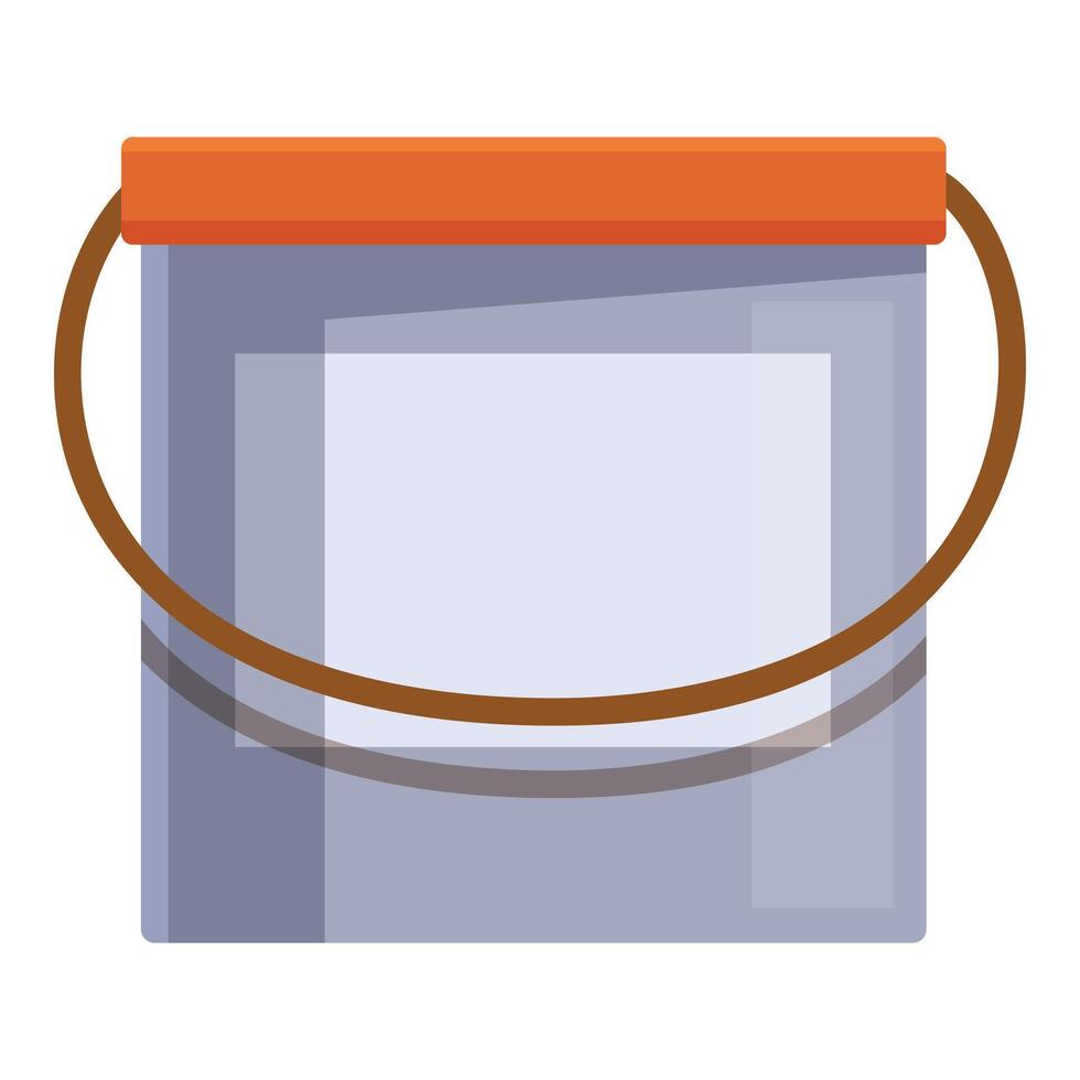 Closed metal paint bucket with handle for construction and repair works vector