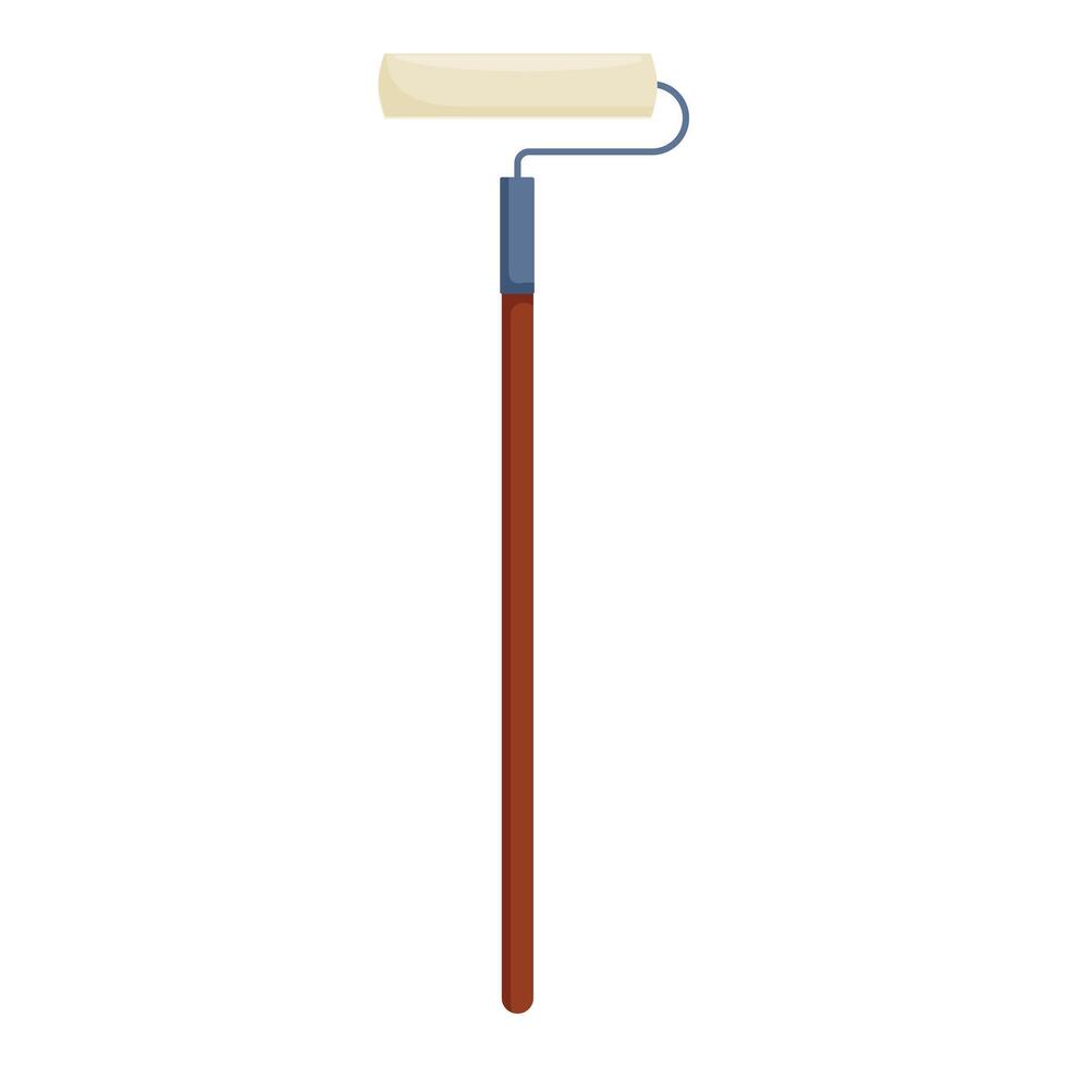 Long handle paint roller standing up on white background vector