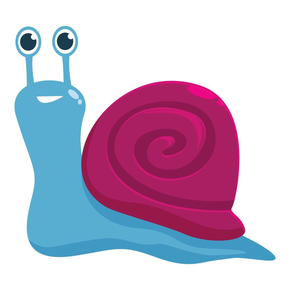 Happy blue snail crawling with big eyes and pink shell vector