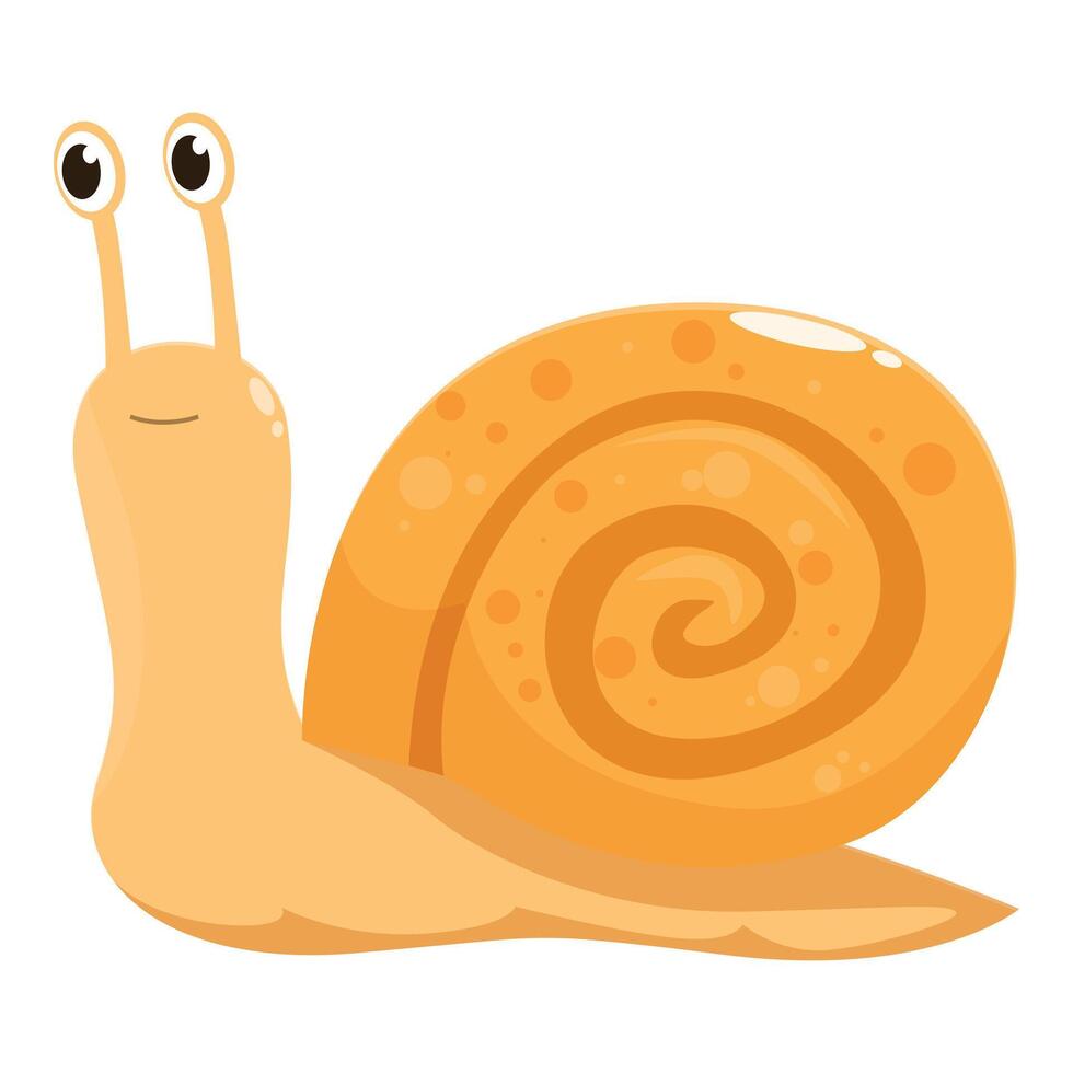 Happy snail cartoon character slithering with spiral shell vector