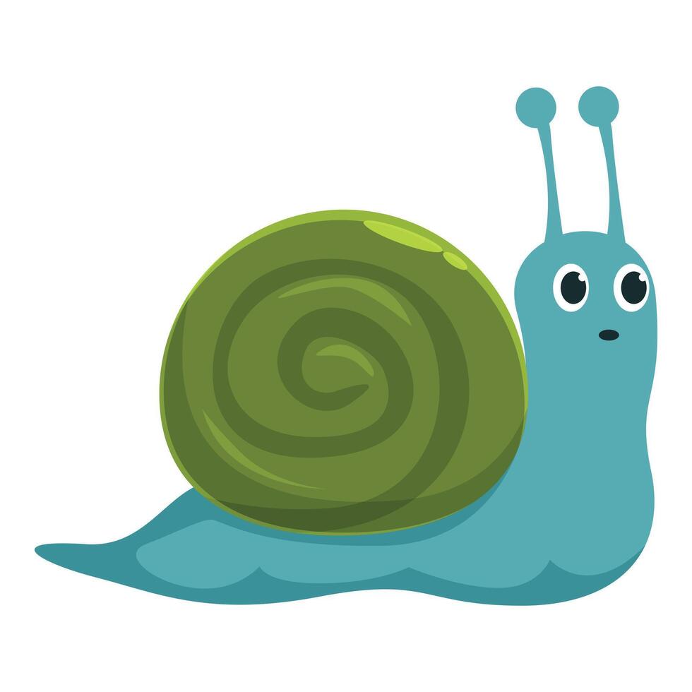Cartoon snail crawling with green shell illustration vector
