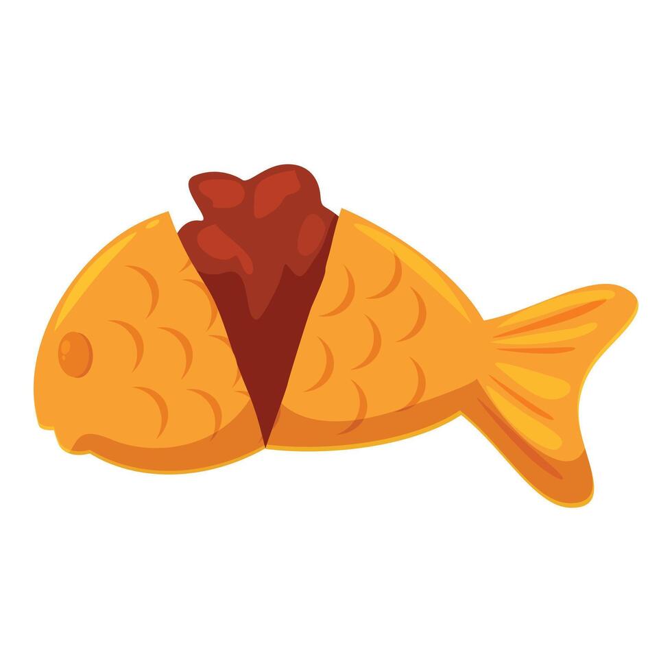 Delicious bungeoppang korean street food showing red bean paste filling vector