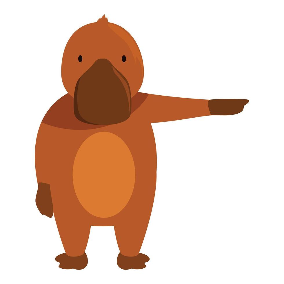 Cute platypus pointing with finger cartoon character vector