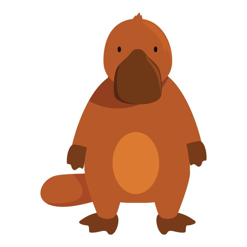 Cute platypus standing and smiling cartoon illustration vector