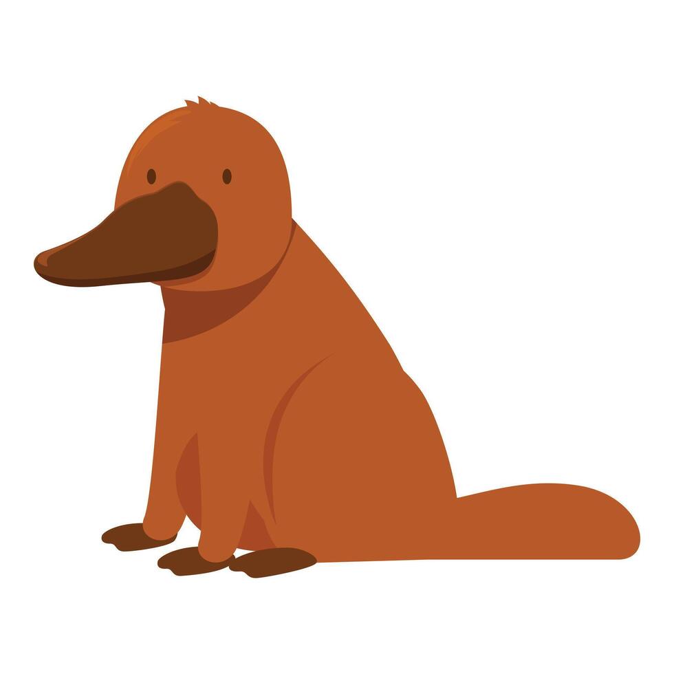 Funny platypus sitting and looking around vector cartoon illustration