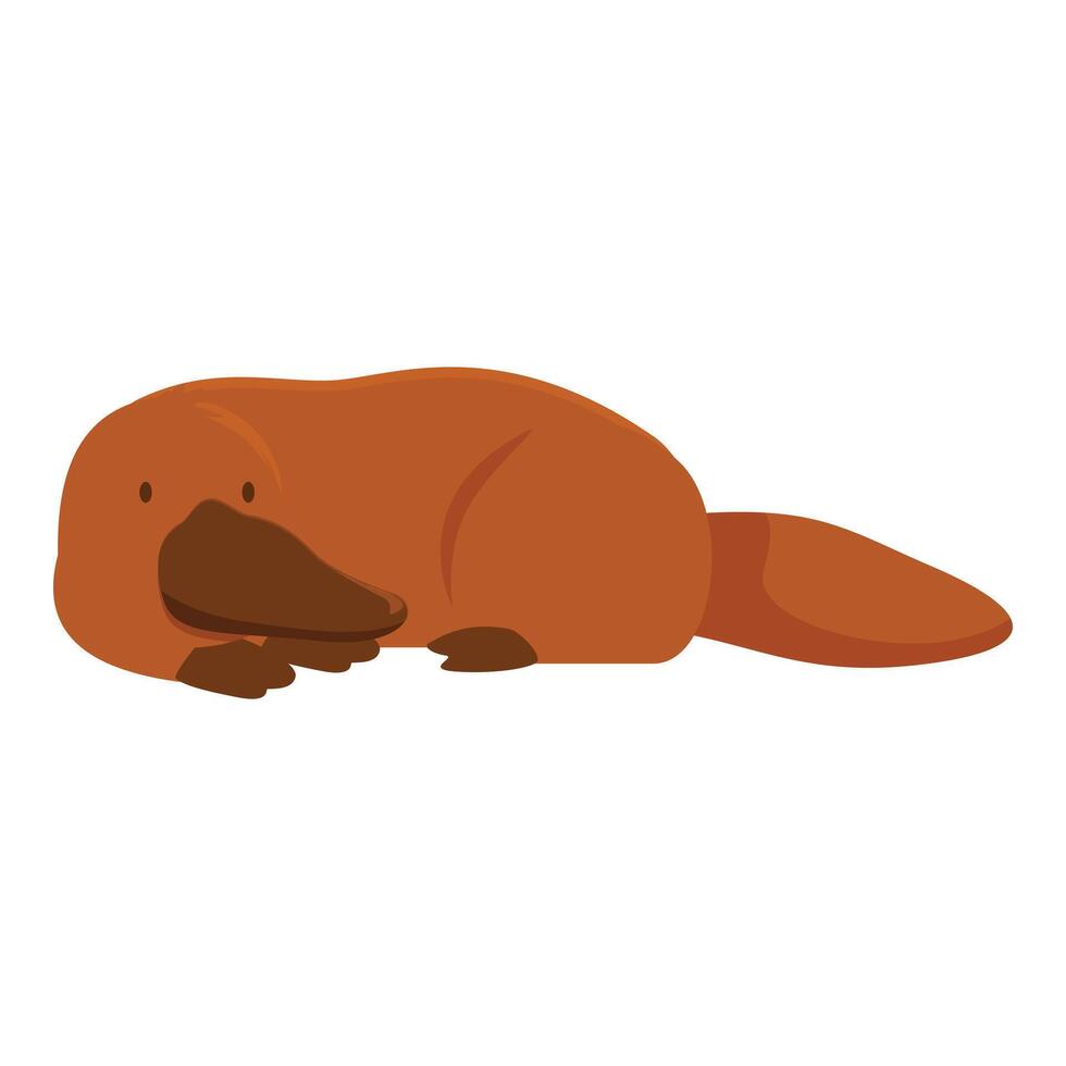 Cute platypus lying on its belly cartoon illustration vector