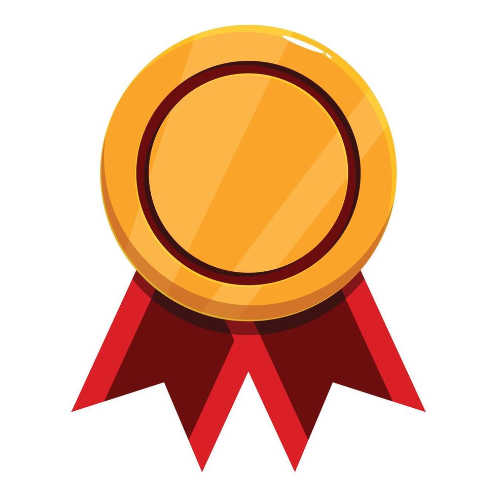 Golden seal with red ribbon representing achievement and success vector