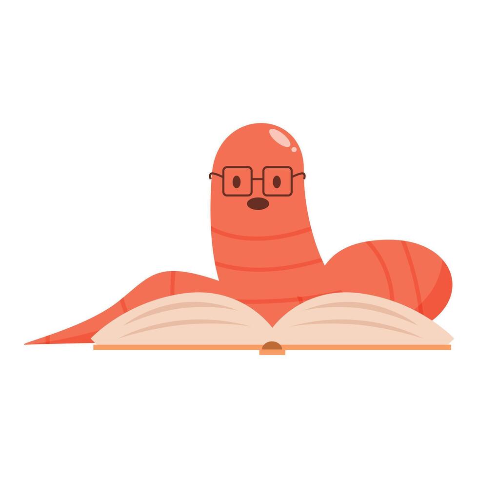 Bookworm wearing glasses reading open textbook vector