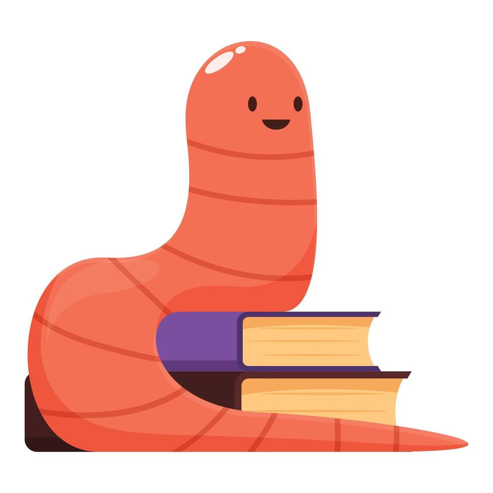 Happy worm relaxing after finishing reading books vector