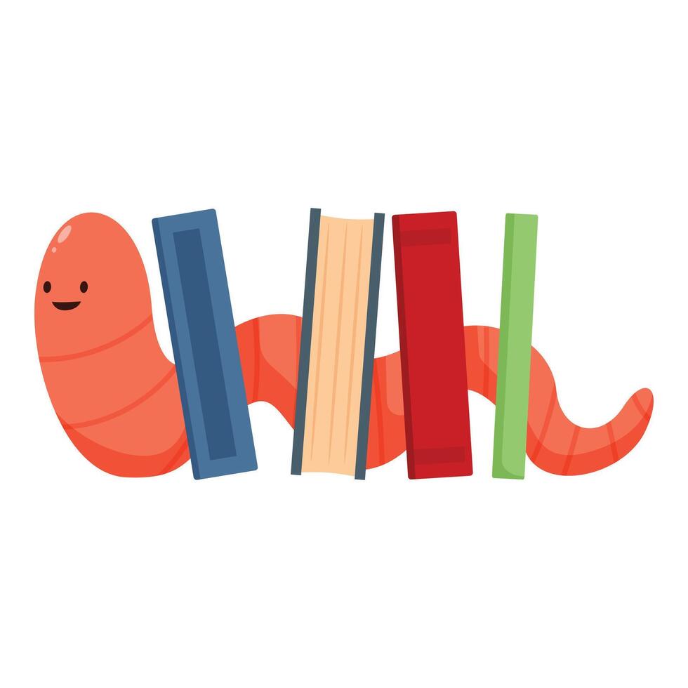 Happy bookworm holding stack of books for back to school vector