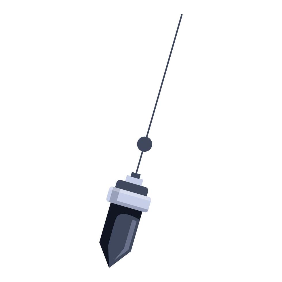 Metal plumb bob hanging on string for vertical construction tool vector