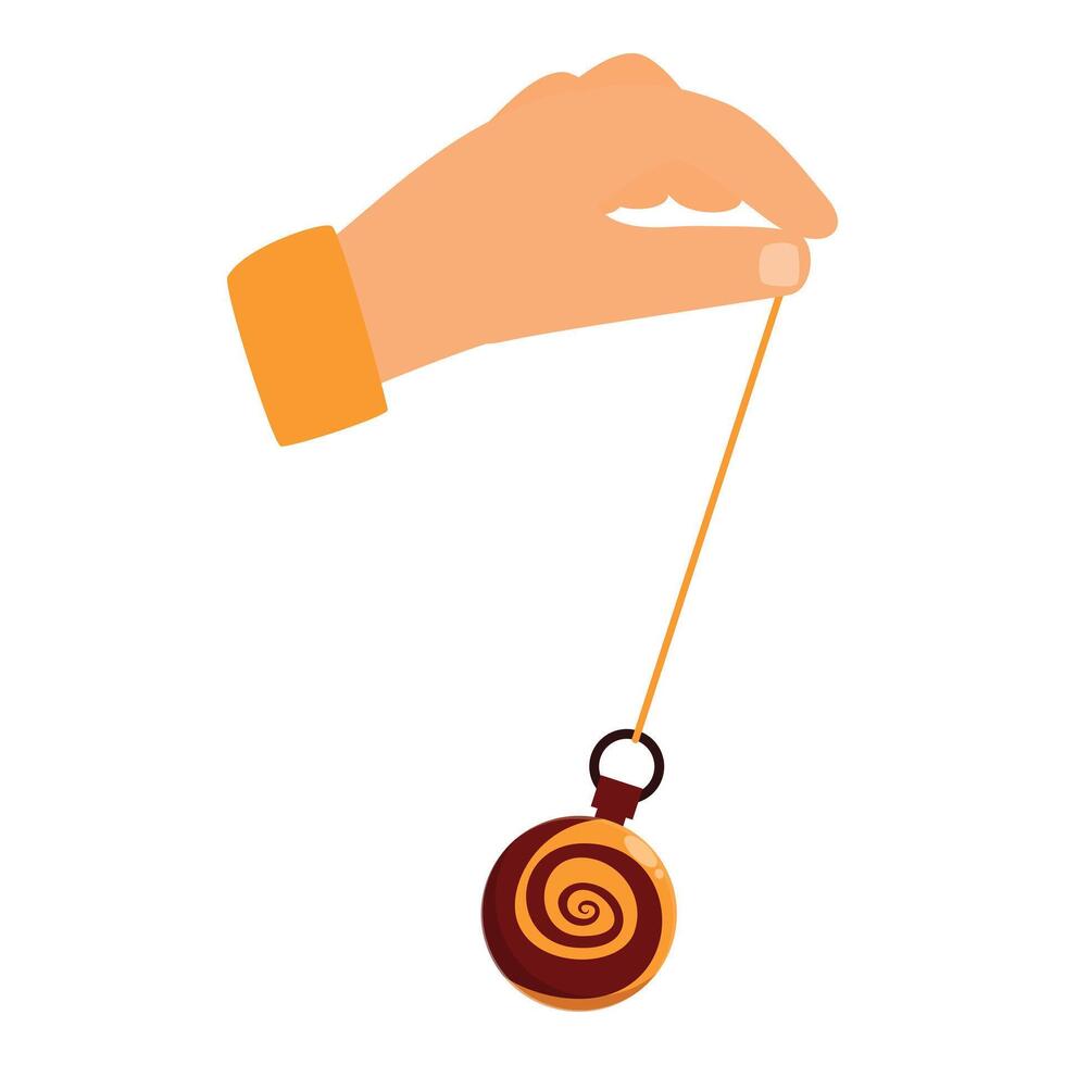 Hypnotist holding pocket watch with spiral for hypnosis session vector
