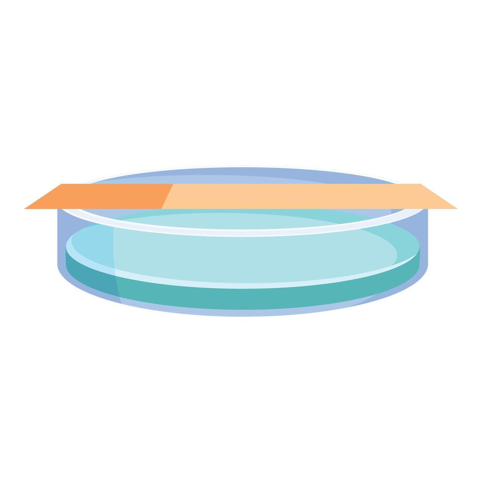 Petri dish with blue substance and label for experimenting vector