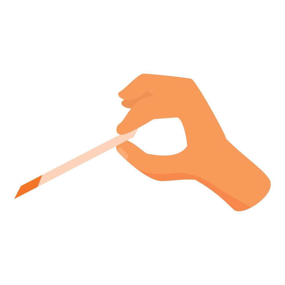 Hand holding orange urine test strip for medical analysis vector