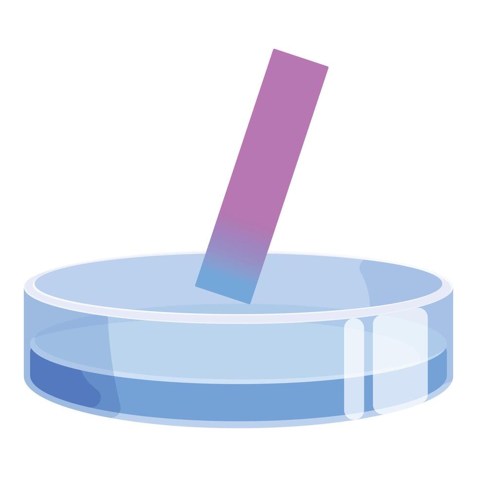 Litmus paper being dipped in liquid in petri dish vector