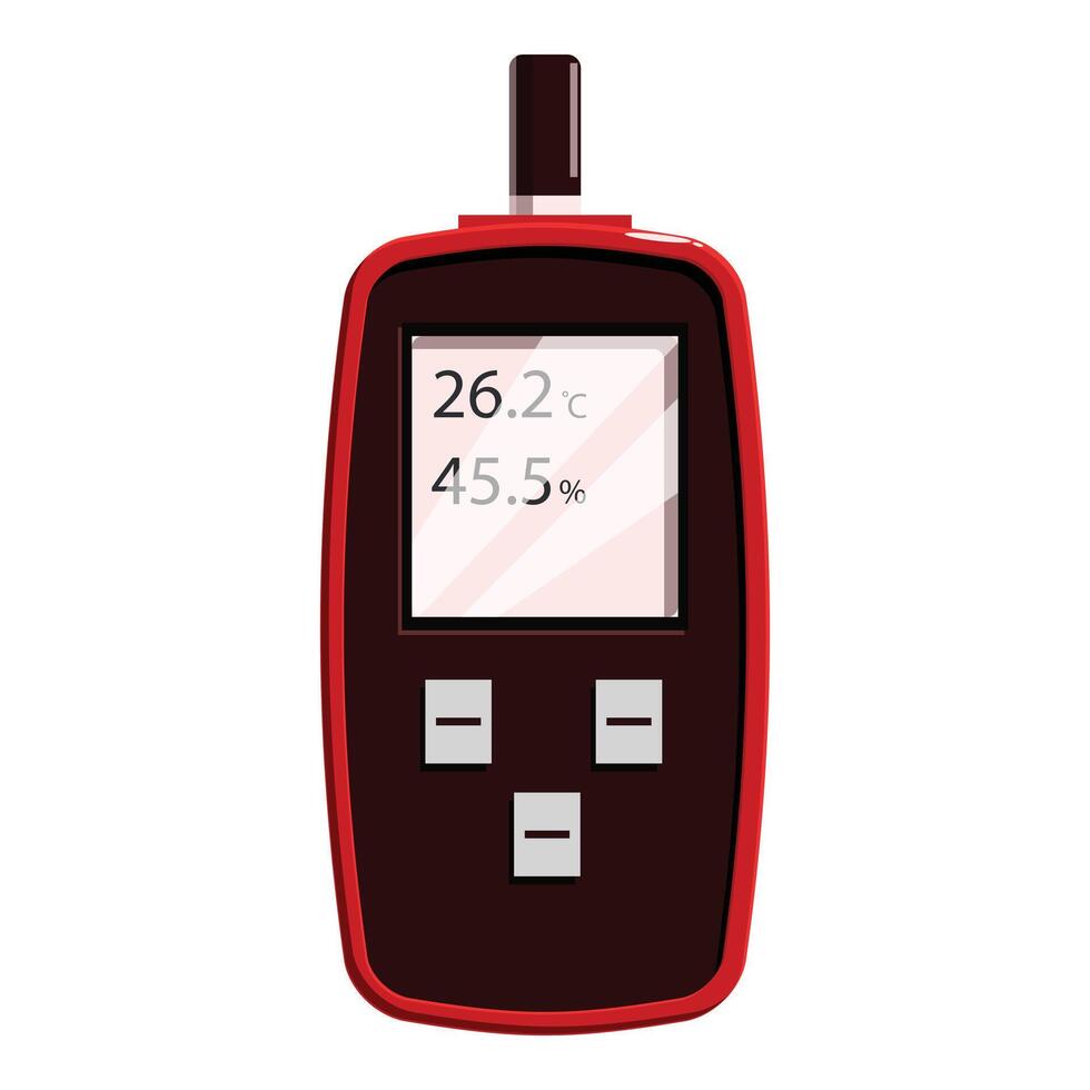 Red digital thermohygrometer measuring temperature and humidity vector