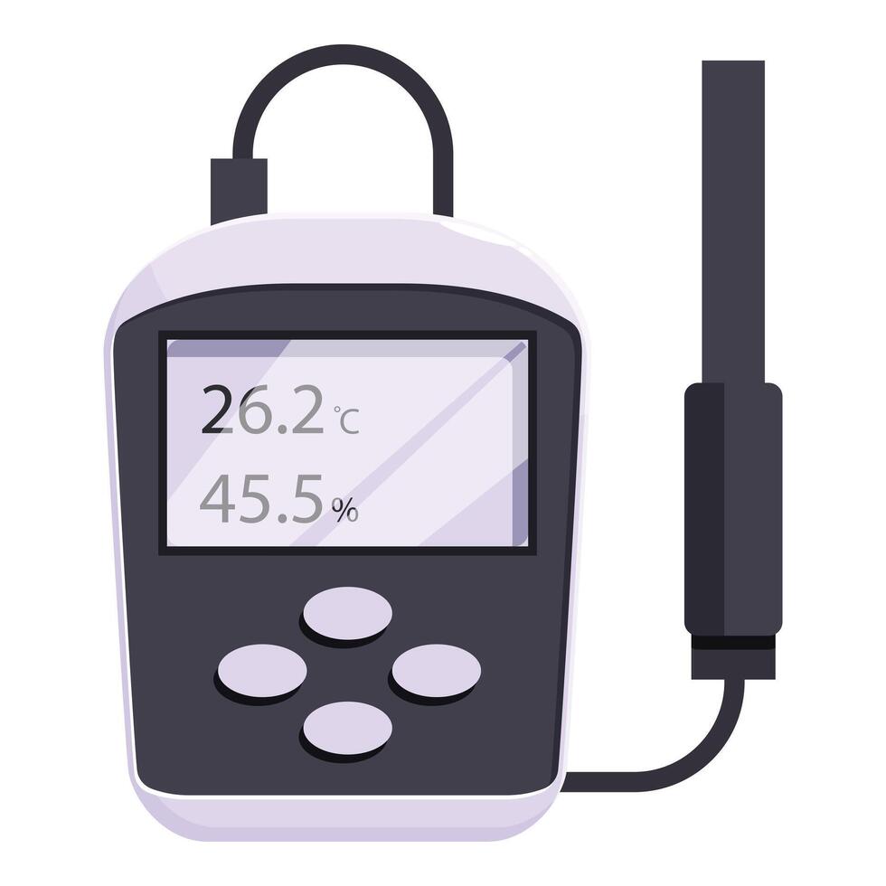 Digital thermo hygrometer measuring temperature and humidity level vector
