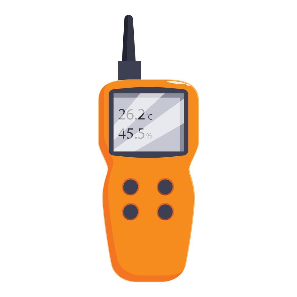 Portable gas detector displaying temperature and humidity levels vector