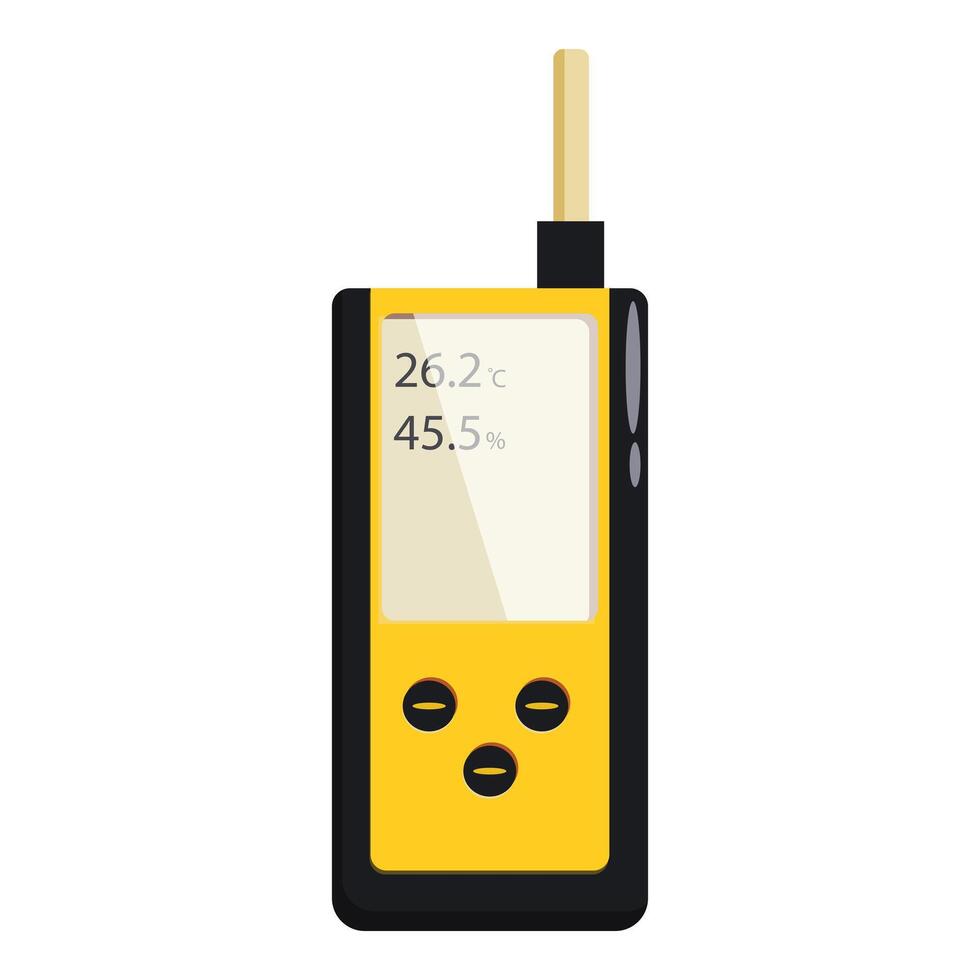 Yellow digital thermohygrometer measuring temperature and humidity vector