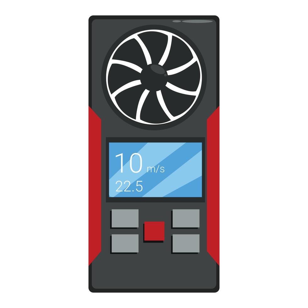 Digital anemometer showing wind speed measurement device vector