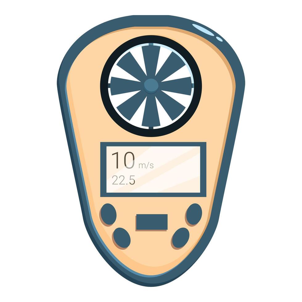 Digital anemometer measuring wind speed with display showing air velocity vector