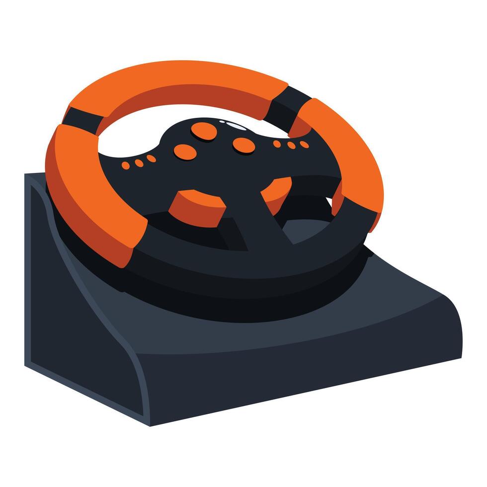 Racing simulator steering wheel on stand for gaming experience vector