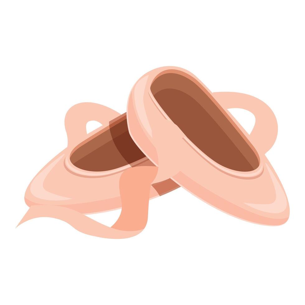Ballet point shoes lying crossed over each other, isolated on white background vector