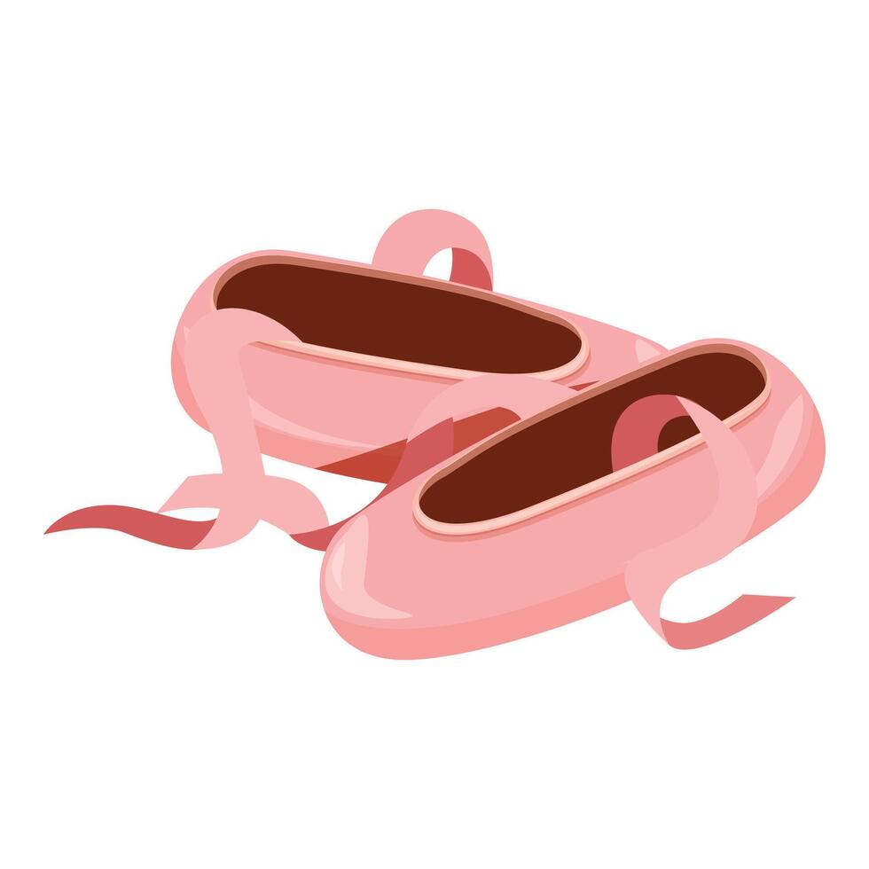 Pink ballet shoes lying with ribbons untied vector