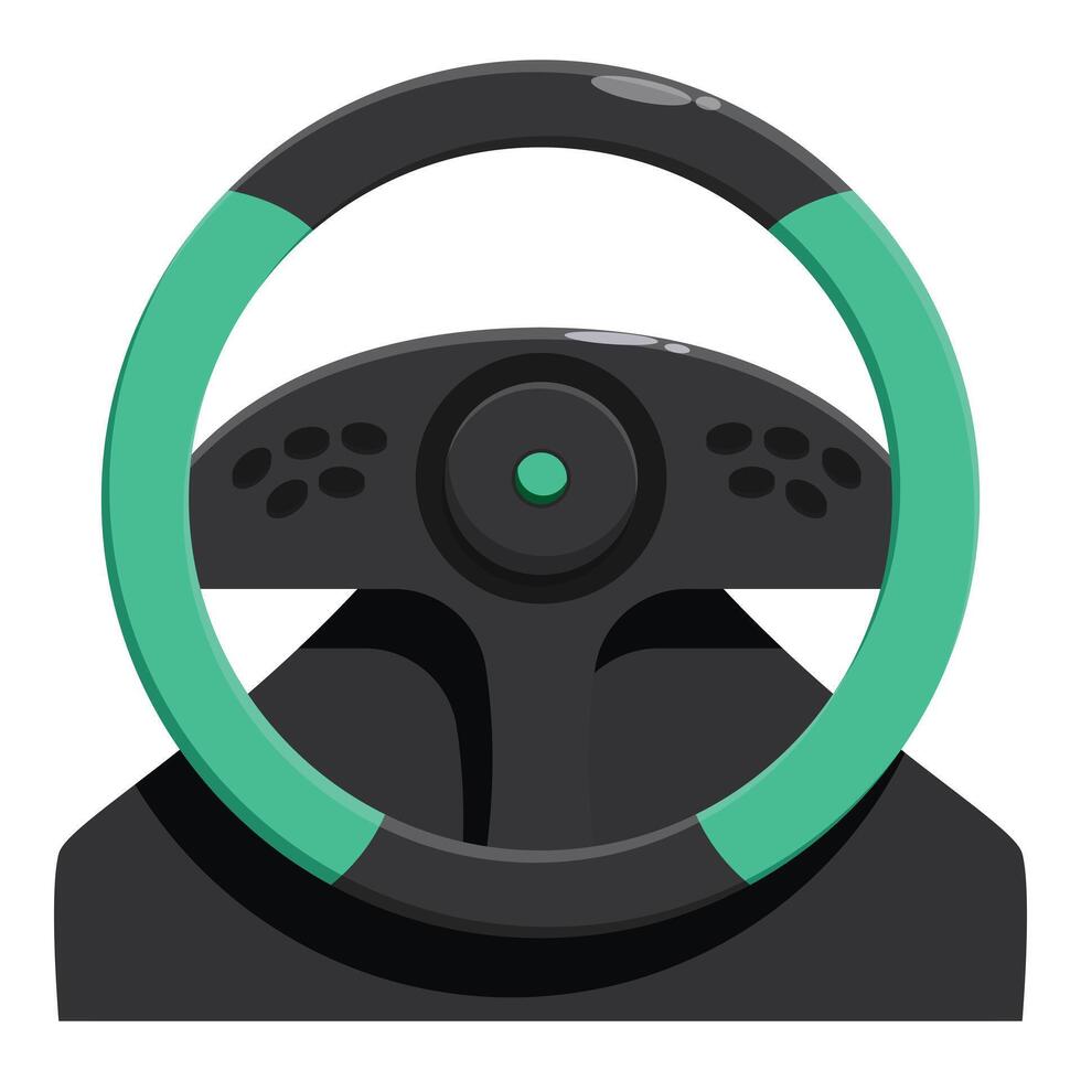 Modern gaming steering wheel with green neon lights for racing games vector