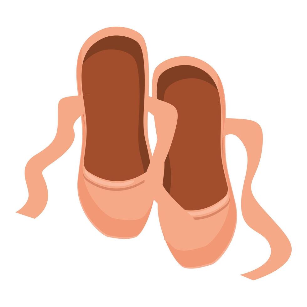 Pair of pink ballet shoes with satin ribbons for pointes work vector