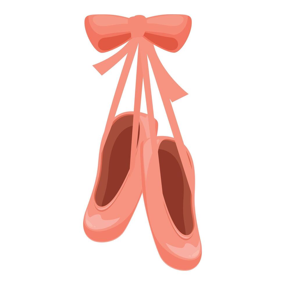 Pink ballet shoes hanging from ribbon bow isolated on white background vector