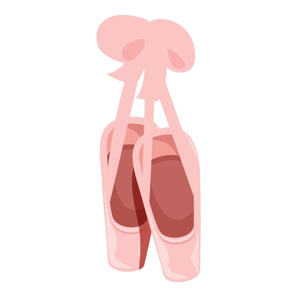 Pair of pink ballet pointe shoes is hanging on a ribbon bow vector